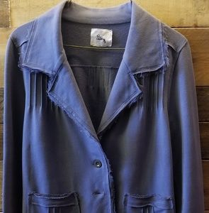 Ling Gray Blazer with Distressed Hems Size S